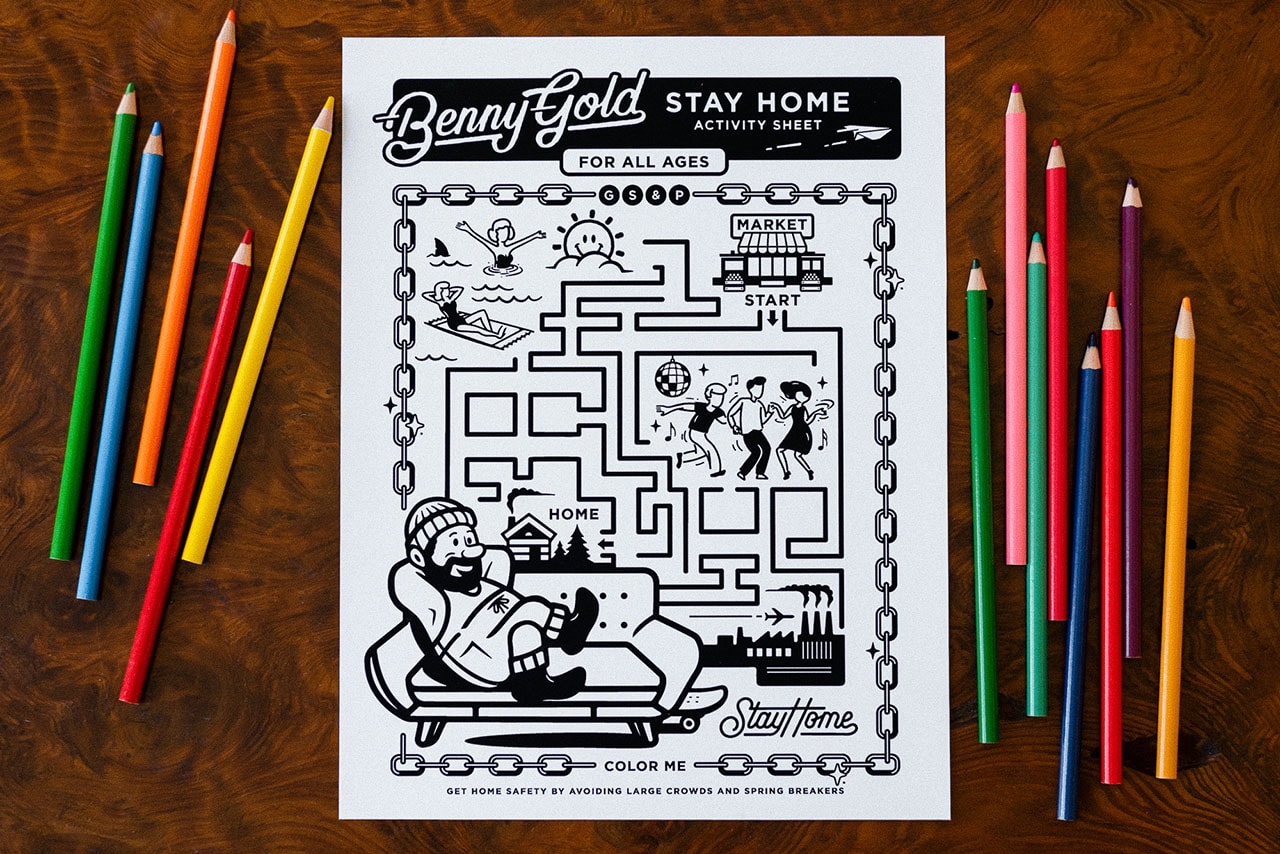 Benny Gold Activity Sheets Launch Online Self Isolation Quarantine Social Distancing Avoid People Coronavirus Crisis Pandemic COVID-19 Art at Home Drawing Maps Mazes Design Fun Download Kids What to Do