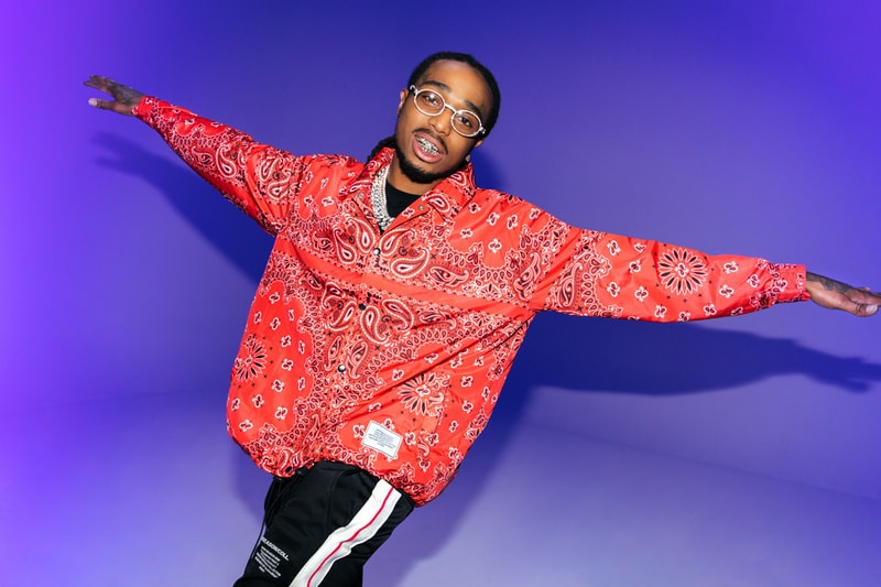 MIGOS Boohoo mixing matching sets bandana prints eccentric tie-dye acid washes mesh utility vests and fanny packs, print-heavy slides and socks to distressed denim vibrant sweatsuits chained sunglasses matching face masks