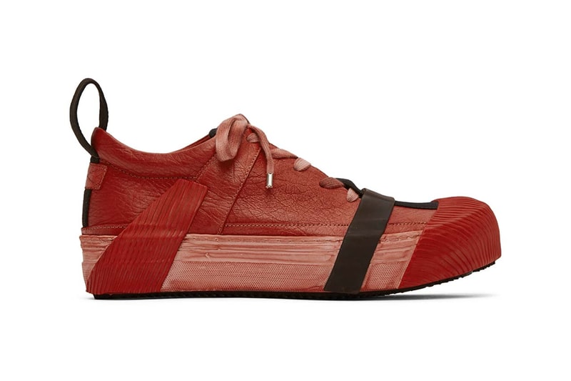 Boris Bidjan Saberi Red Bamba2 Sneakers grey and black colorway spring 2020 kangaroo leather smudging