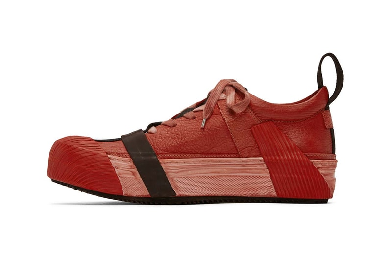 Boris Bidjan Saberi Red Bamba2 Sneakers grey and black colorway spring 2020 kangaroo leather smudging