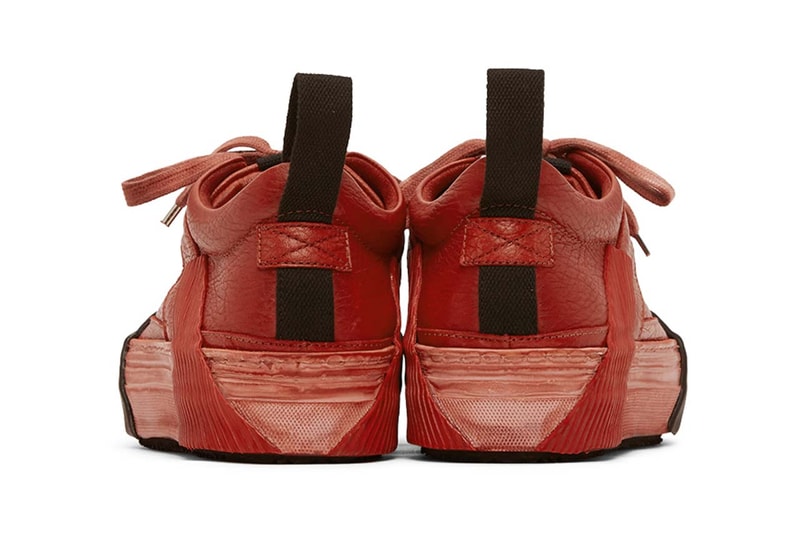 Boris Bidjan Saberi Red Bamba2 Sneakers grey and black colorway spring 2020 kangaroo leather smudging