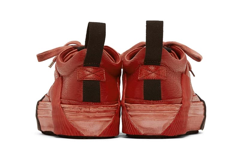 Boris Bidjan Saberi Red Bamba2 Sneakers grey and black colorway spring 2020 kangaroo leather smudging