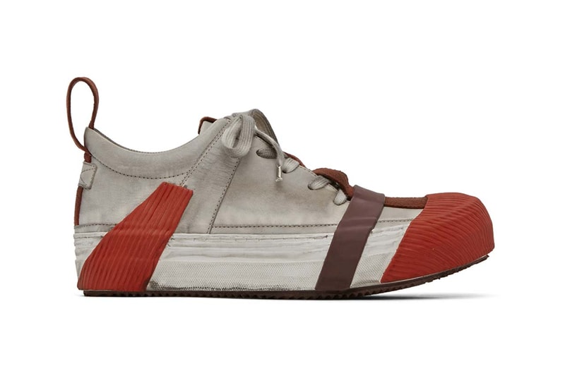 Boris Bidjan Saberi Red Bamba2 Sneakers grey and black colorway spring 2020 kangaroo leather smudging