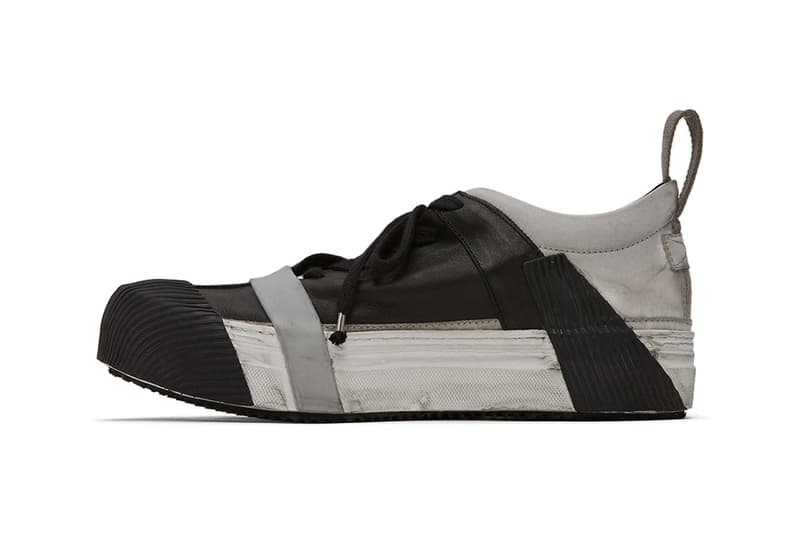 Boris Bidjan Saberi Red Bamba2 Sneakers grey and black colorway spring 2020 kangaroo leather smudging