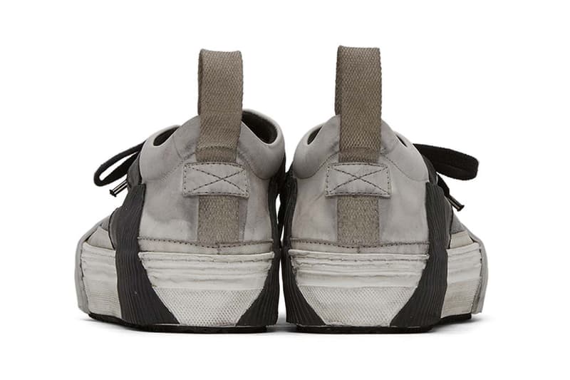 Boris Bidjan Saberi Red Bamba2 Sneakers grey and black colorway spring 2020 kangaroo leather smudging