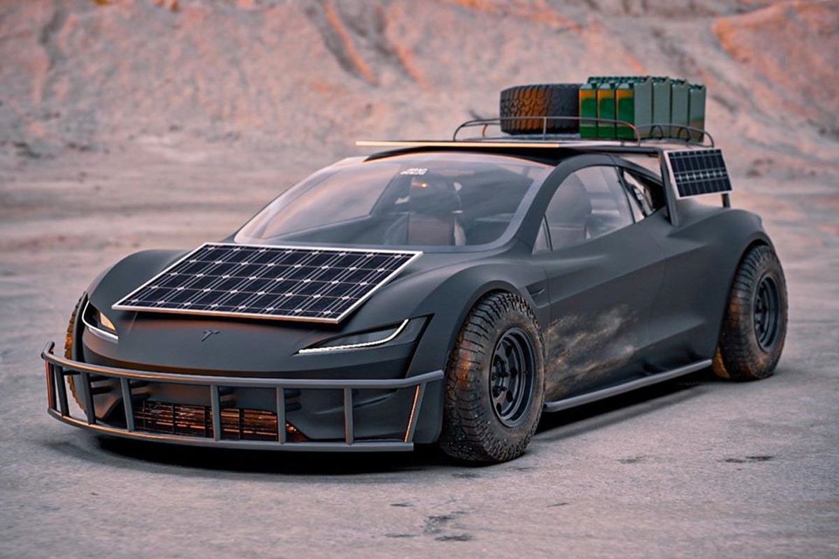 bradbuilds car graphic designer concept 3d rendering tesla roadster safari 911 inspired mad max off road 