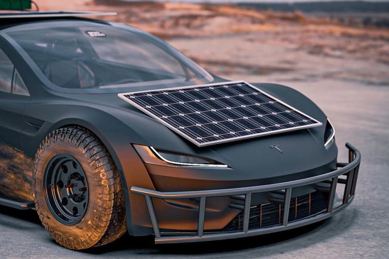 bradbuilds car graphic designer concept 3d rendering tesla roadster safari 911 inspired mad max off road 