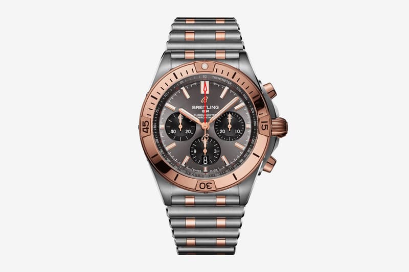 breitling chronomat 2020 watch refresh info sports watch stainless steel Rouleaux bracelet 42mm case signature rider tabs rotating bezel Caliber 01 movement two-tone finishes Bentley edition