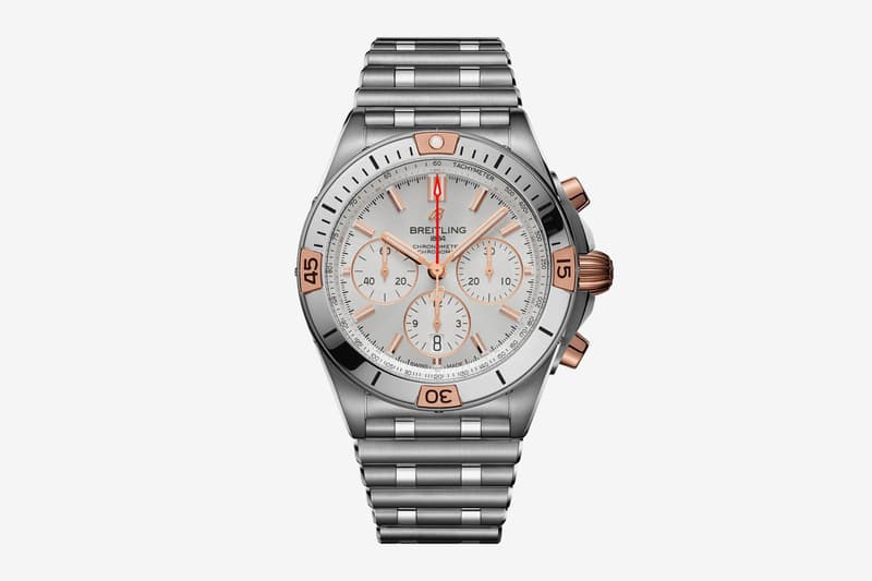 breitling chronomat 2020 watch refresh info sports watch stainless steel Rouleaux bracelet 42mm case signature rider tabs rotating bezel Caliber 01 movement two-tone finishes Bentley edition