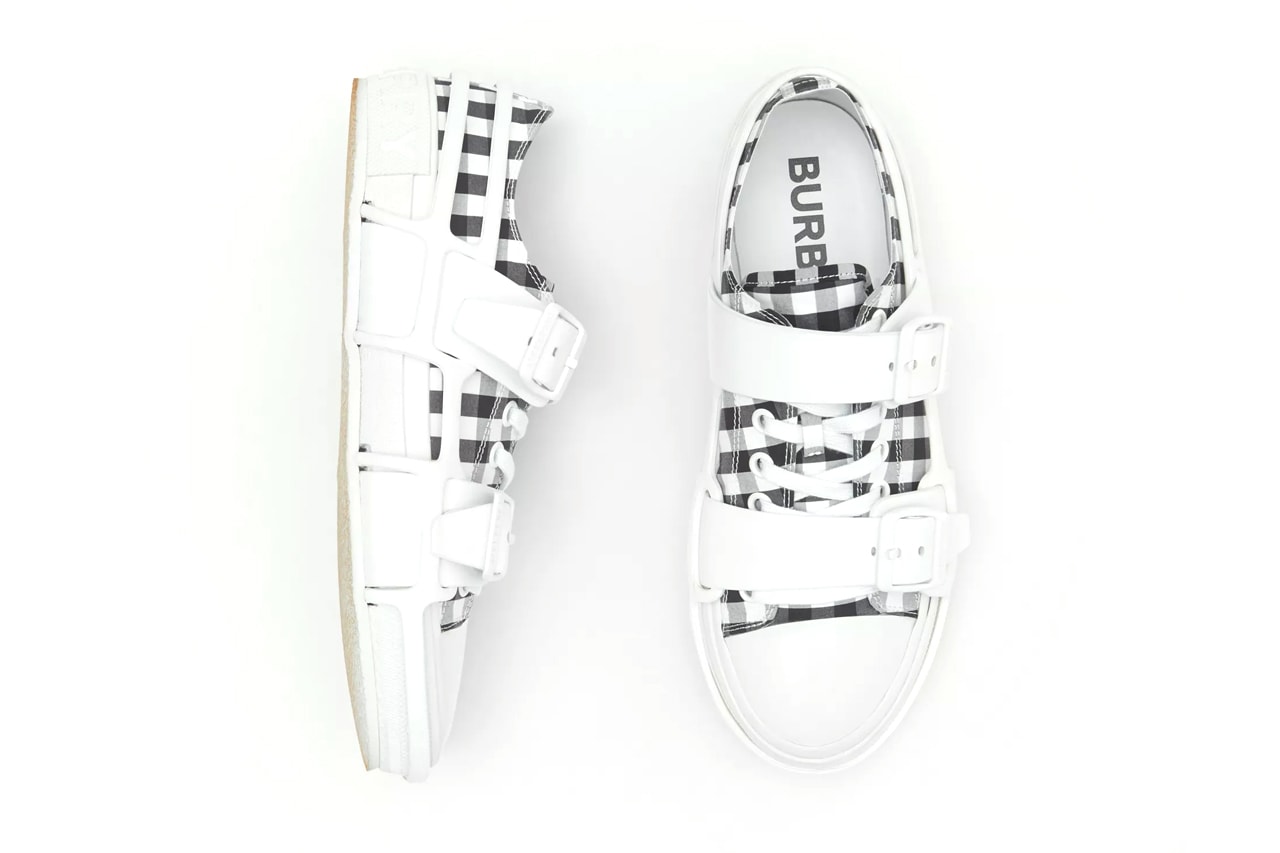 Burberry Gingham Cotton Leather Webb Sneakers two tone black white monochrome menswear streetwear luxury aston webb victorian architect spring summer 2020 collection footwear