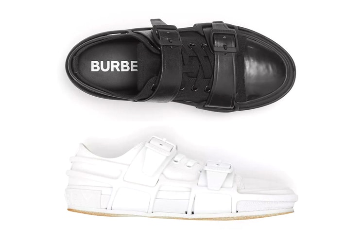 Burberry Crafts Monochromatic Leather Webb Sneakers
