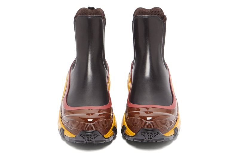 Burberry Logo Embossed Overshoe Leather Chelsea Boot Release Matchesfashion techwear boots shoes footwear London British Chunky Sole 