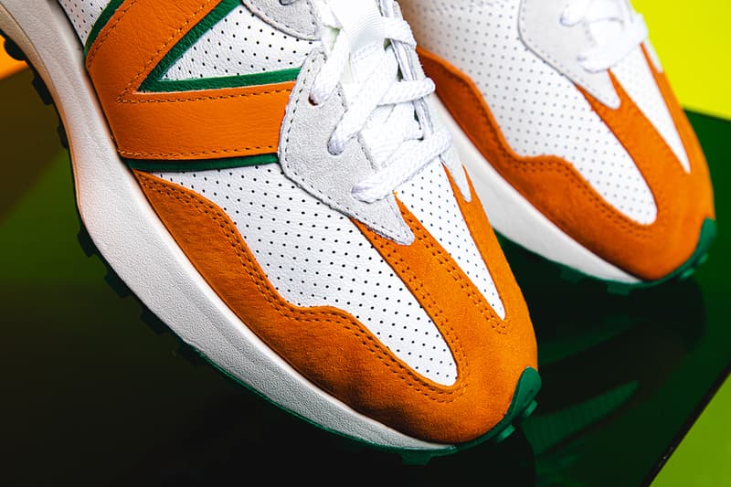 Closer Look: Casablanca x New Balance 327 Release Information Editorial HYPEBEAST Imagery Charaf Tajer Footwear Sneaker Drops Moroccan oranges tennis uniforms colorways