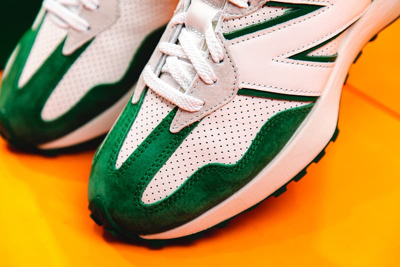 Closer Look: Casablanca x New Balance 327 Release Information Editorial HYPEBEAST Imagery Charaf Tajer Footwear Sneaker Drops Moroccan oranges tennis uniforms colorways