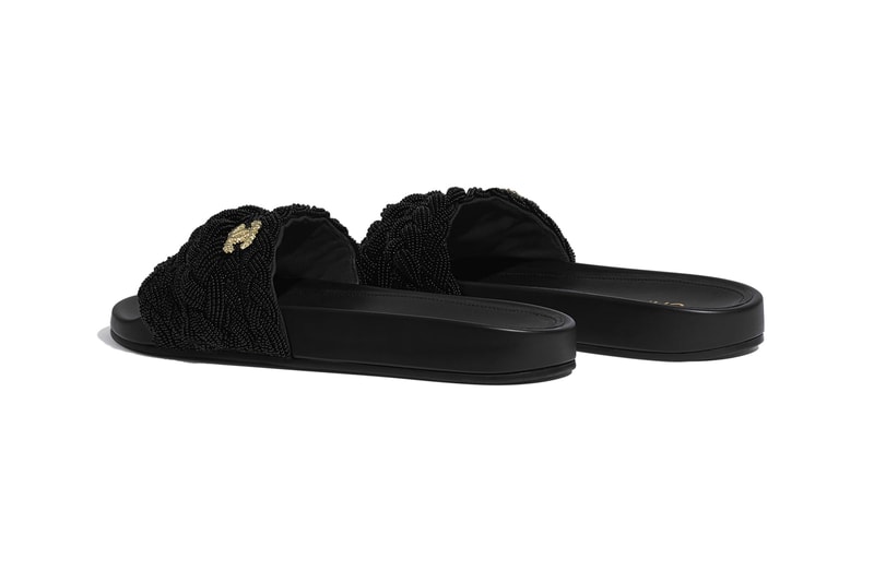 Chanel Pearl and Lambskin Mule Slides French Parisian open-toe sandals double C knitting braided beads summer slides luxury 