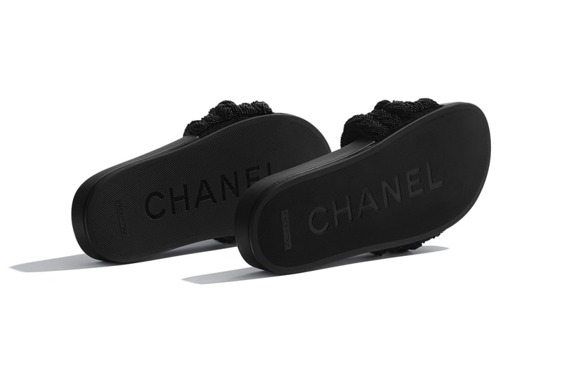 Chanel Pearl and Lambskin Mule Slides French Parisian open-toe sandals double C knitting braided beads summer slides luxury 