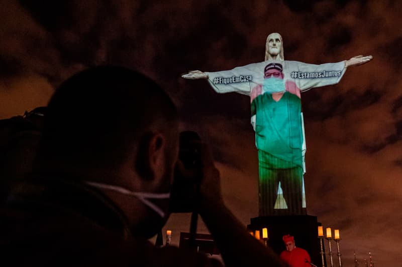 christ the redeemer easter projections rio de janiero brazil