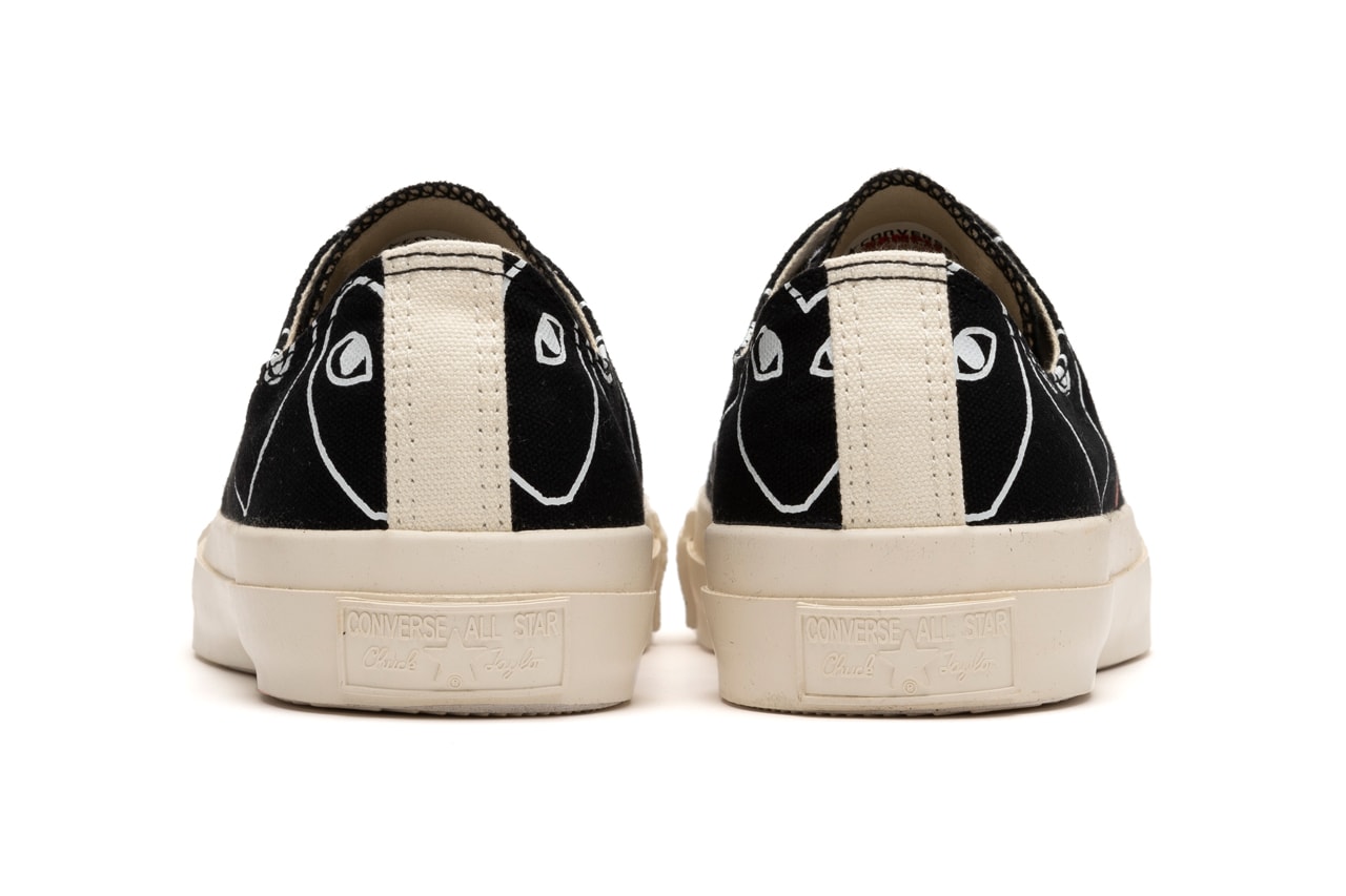 comme des garcons play converse chuck 70 hi low black white outlined heart print april 2020 release date info photos price