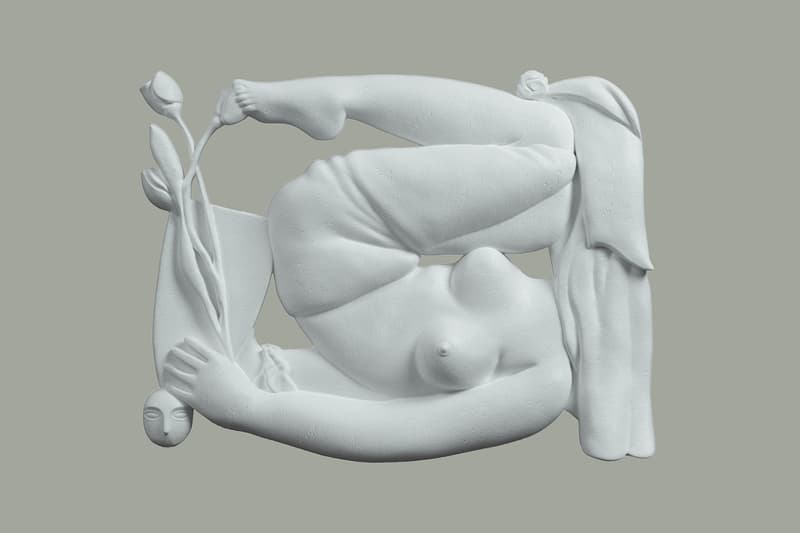 Diane Dal-Pra and Services Généraux’s 3D Visuals Paintings CGI Sculptural Work Woman Tulips Mask Brancusi
