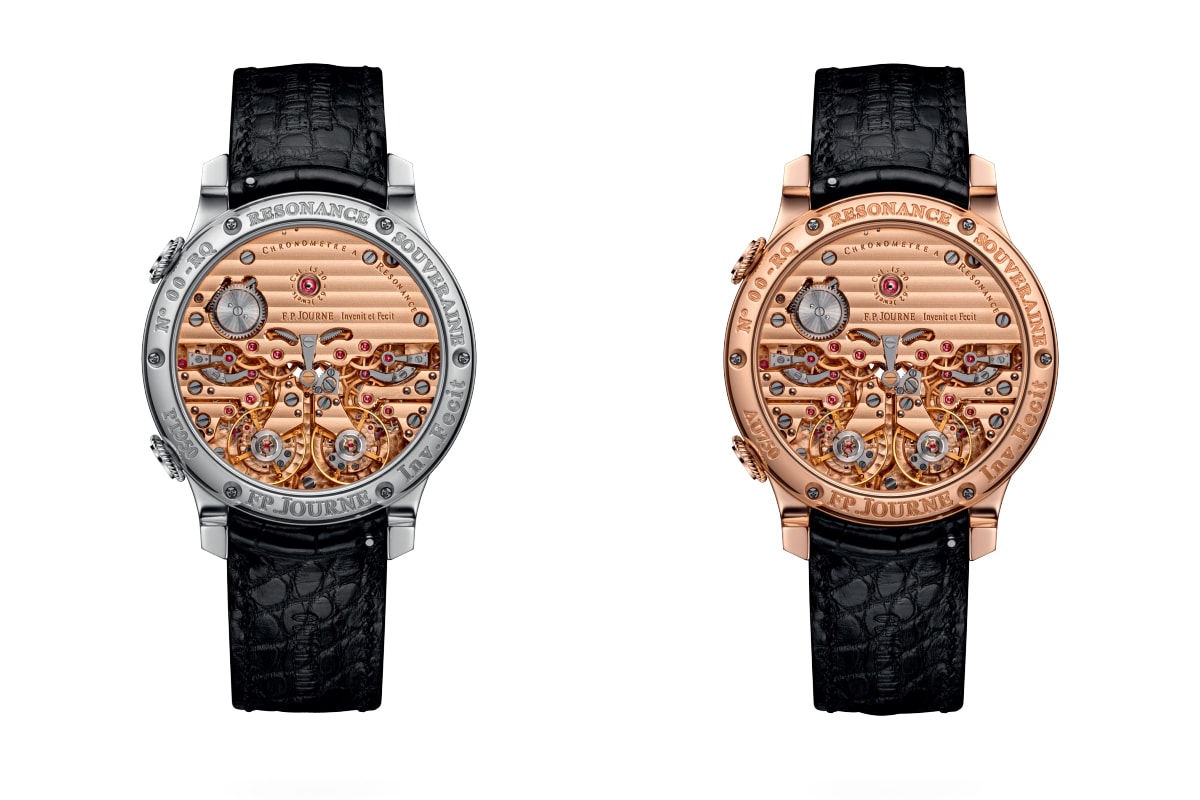f p journe Chronomètre à Résonance watch dual time 20th anniversary rose gold platinum movement calibre 1520