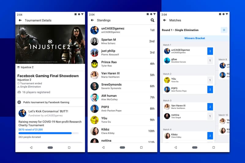 Facebook gaming esports tournament self tool update virtual online registration seeding bracket management score entry single double elimination round robin