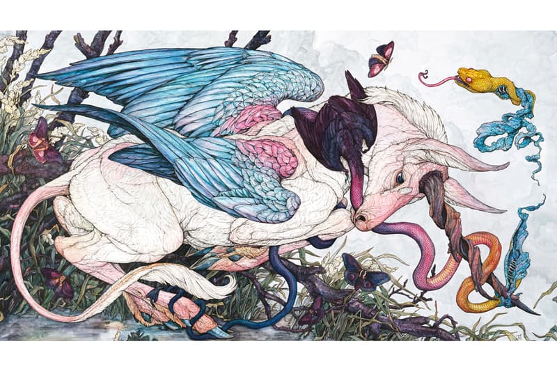 "Fantastical Beasts" Group Exhibition Corey Helford Gallery Paintings Illustrations Creatures Animals Unicorns Octopus The London Police Lauren Marx Kazuki Takamatsu Miho Hirano Kristen Liu-Wong