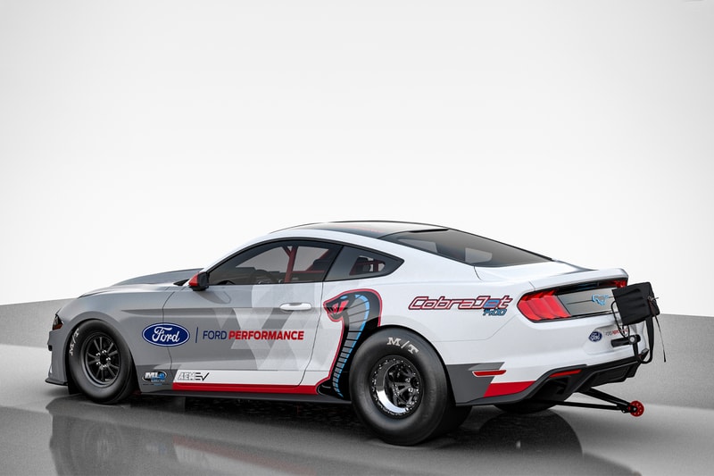 ford mustang racing cobra jet 1400 horsepower drag dragster electric battery car ev vehicle 