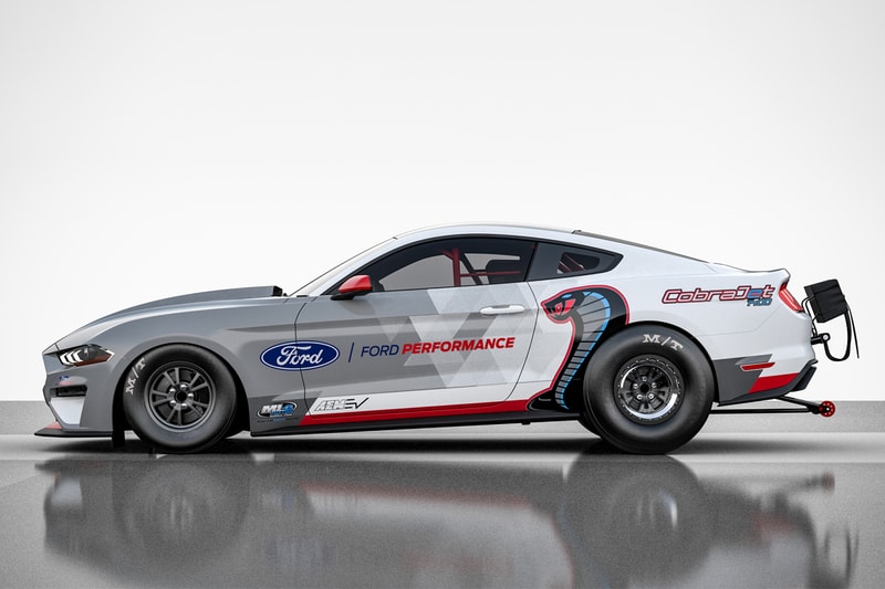 ford mustang racing cobra jet 1400 horsepower drag dragster electric battery car ev vehicle 