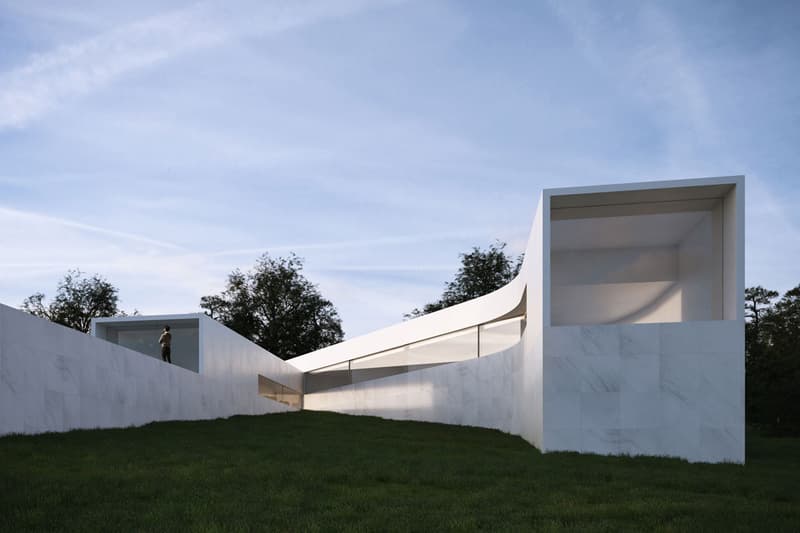 Fran Silvestre Arquitectos House Coimbra-Steinman House Lisbon Portugal Gold Course White Structure Home Two Volumes Pool Terrace