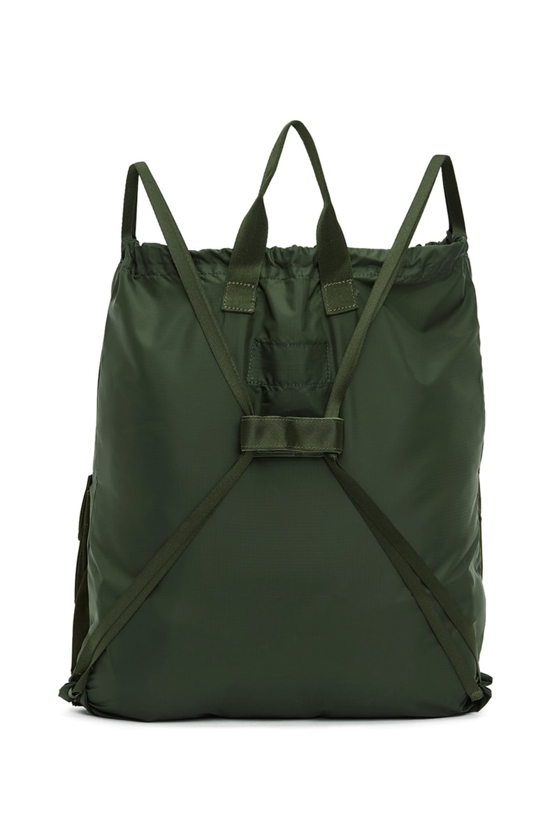 Fumito Ganryu Two Way Military Tote Bags khaki olive drawstrings backpack accessories gym bag menswear streetwear spring summer 2020 collection ripstop logo branding japanese japan carrying solutions 