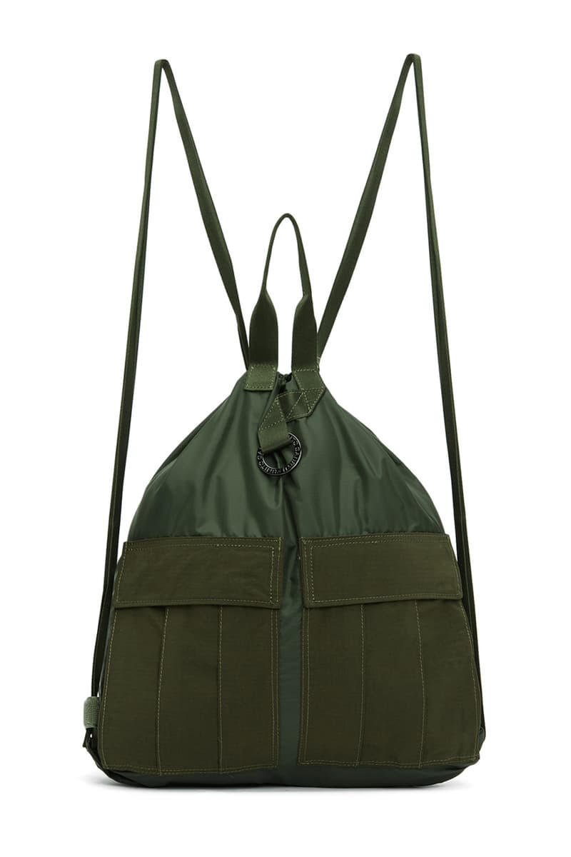 Fumito Ganryu Two Way Military Tote Bags khaki olive drawstrings backpack accessories gym bag menswear streetwear spring summer 2020 collection ripstop logo branding japanese japan carrying solutions