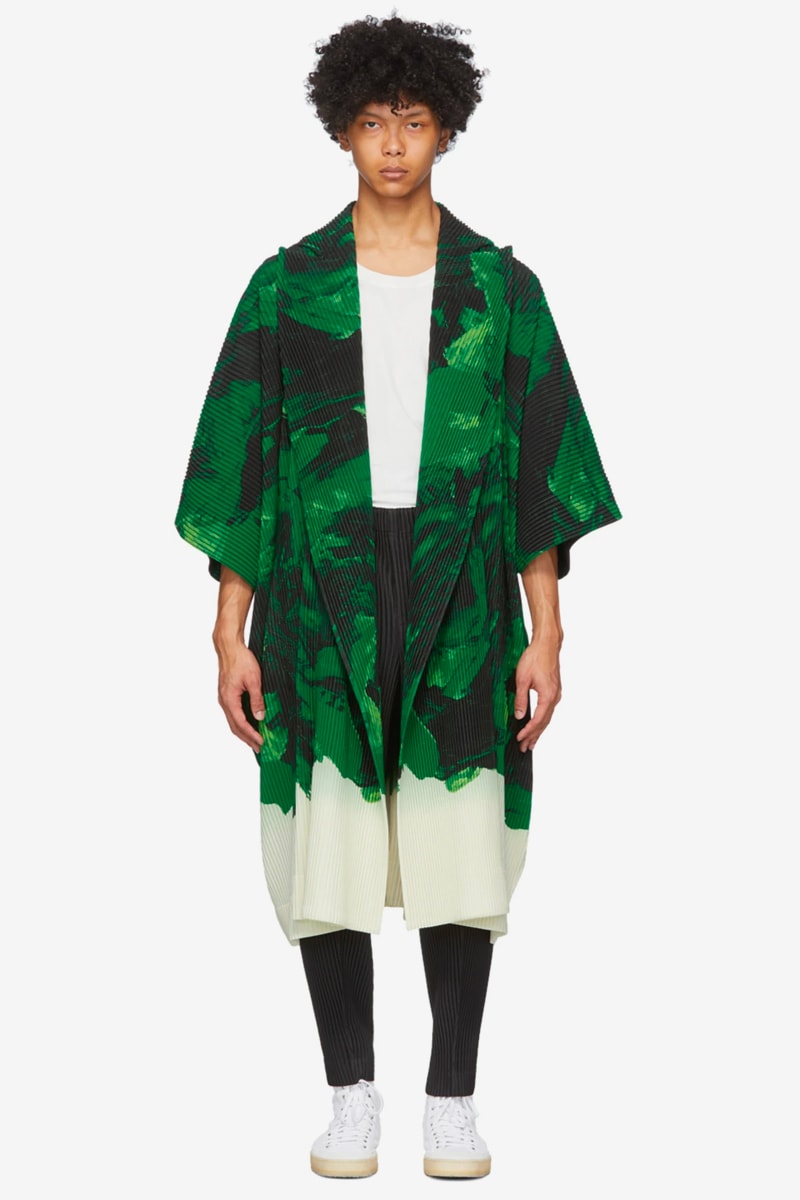 Homme Plisse Issey Miyake Action Painting Coat black green yellow black blue menswear streetwear spring summer 2020 collection japanese designer jacket pleated trench outerwear