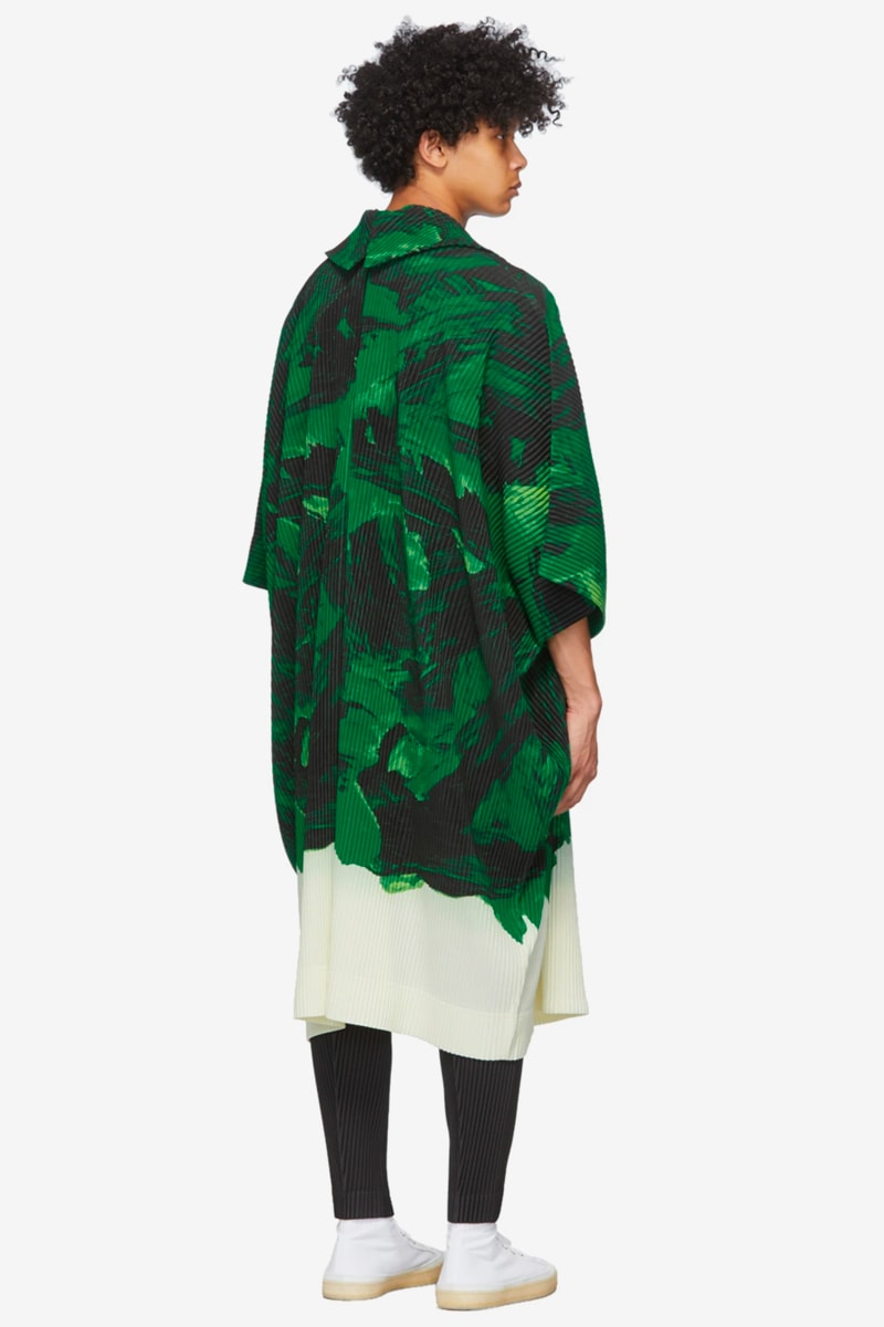 Homme Plisse Issey Miyake Action Painting Coat black green yellow black blue menswear streetwear spring summer 2020 collection japanese designer jacket pleated trench outerwear