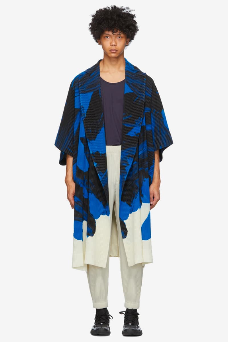 Homme Plisse Issey Miyake Action Painting Coat black green yellow black blue menswear streetwear spring summer 2020 collection japanese designer jacket pleated trench outerwear