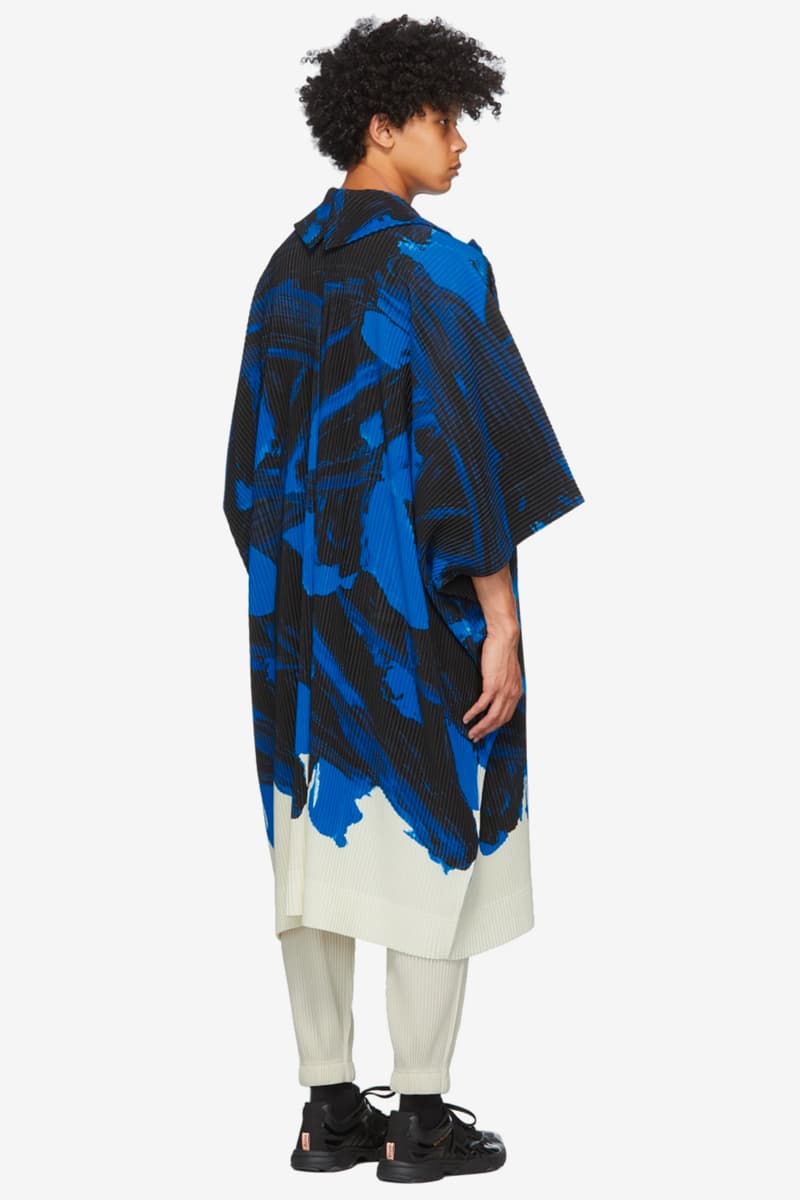Homme Plisse Issey Miyake Action Painting Coat black green yellow black blue menswear streetwear spring summer 2020 collection japanese designer jacket pleated trench outerwear