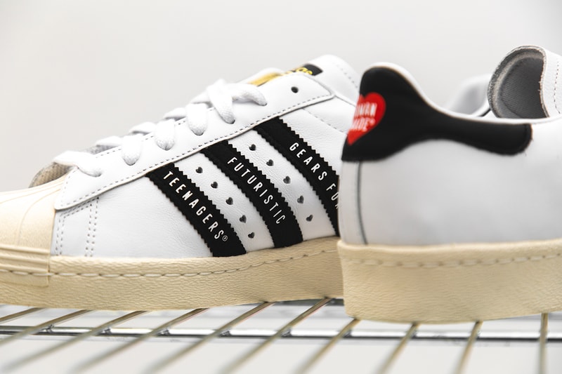 human made nigo adidas originals superstar 80 release information black white closer look details buy cop purchase gears for futuristic teenagers