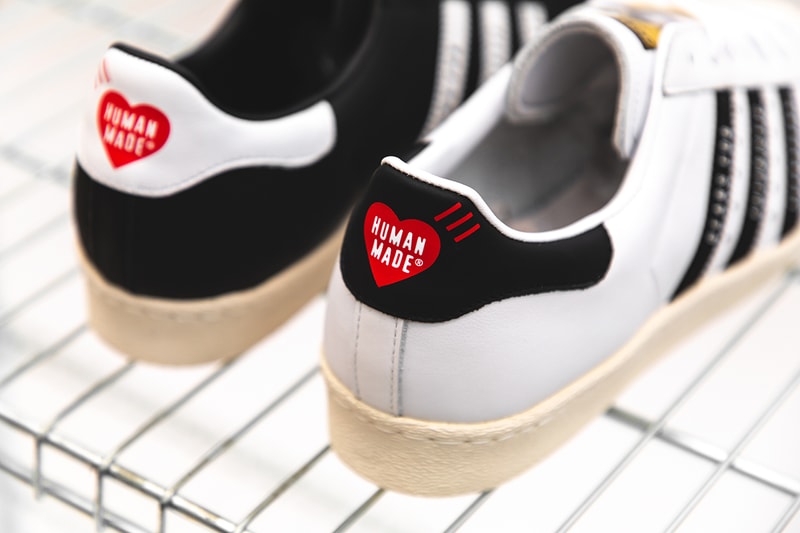 human made nigo adidas originals superstar 80 release information black white closer look details buy cop purchase gears for futuristic teenagers