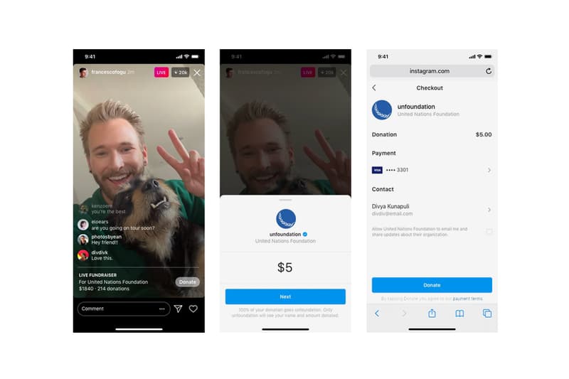 Instagram Live Donation Feature Announcement Info coronavirus covid-19 stories facebook