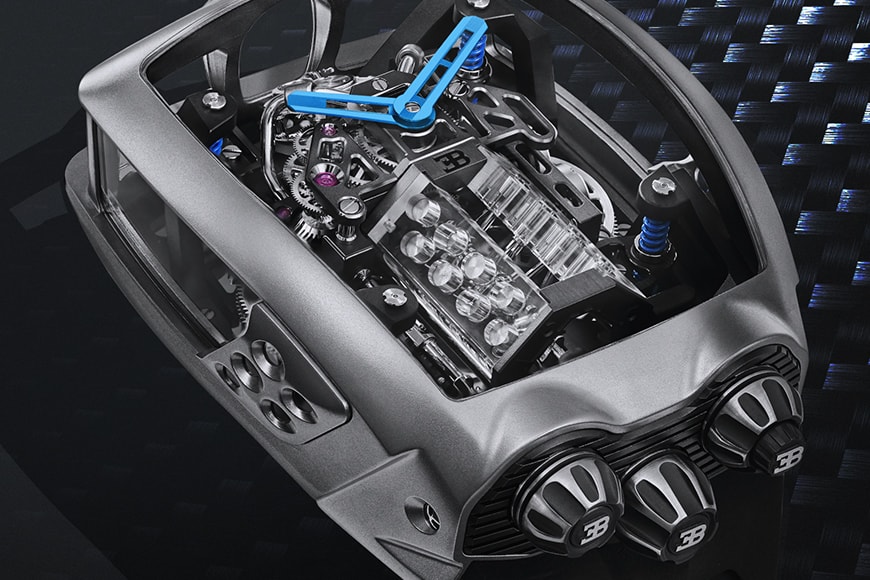 Bugatti x Jacob & Co. Chiron Tourbillon Watch News hypercars w16 engine art movement power reserve New York Supercar Rich Luxury 
