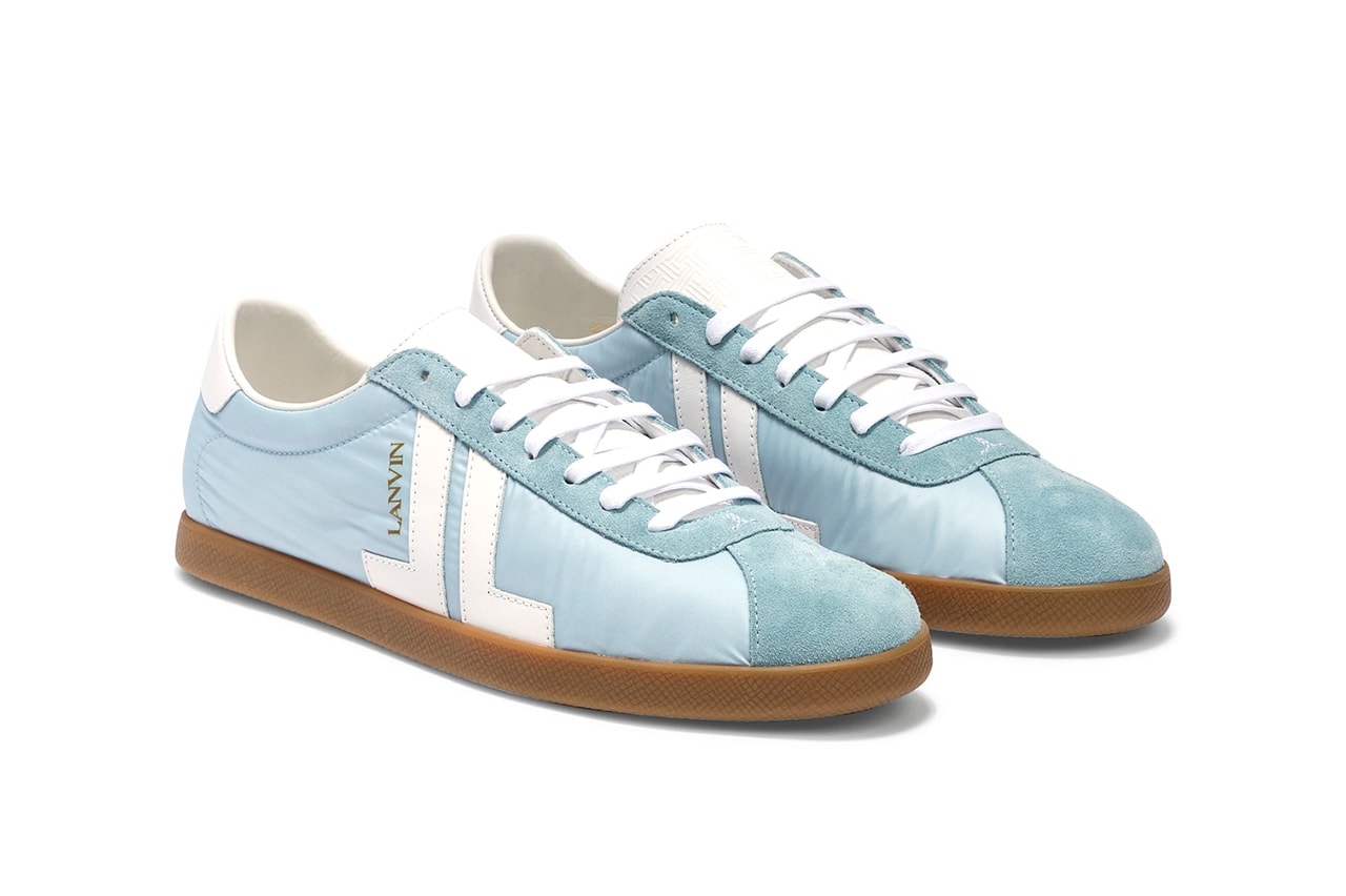Lanvin JL Low Top Sneaker "Light Blue/White" "Ecru/Green" Camel Rubber Sole Unit Shoes Footwear Release Information Drop Date Bruno Sialelli Retro Design HBX