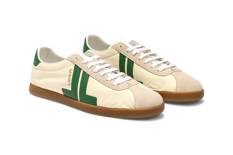 Lanvin JL Low Top Sneaker "Light Blue/White" "Ecru/Green" Camel Rubber Sole Unit Shoes Footwear Release Information Drop Date Bruno Sialelli Retro Design HBX