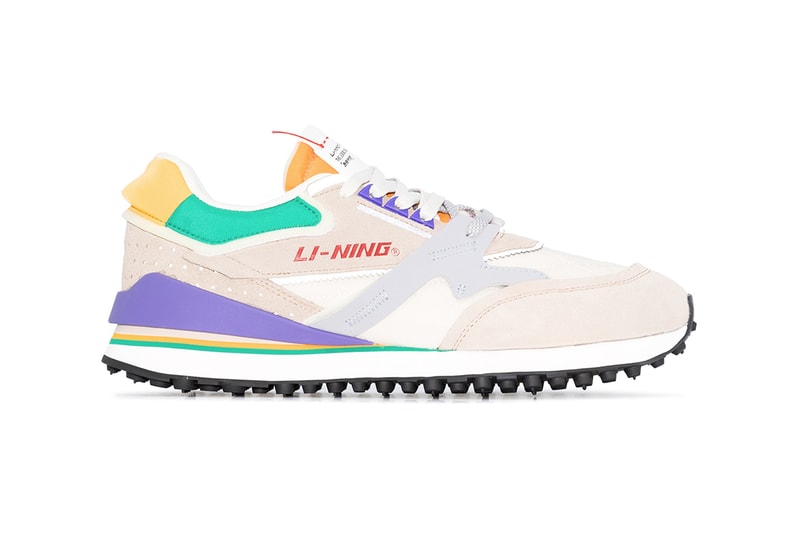 LI-NING Multicolor Paneled Moment Sneakers Release Info gray colorblocking suede flex groove midsole browns fashion footwear retro running shoes drop date price 15045777 / AGCP3131 15045788 / AGCP3134 trainers