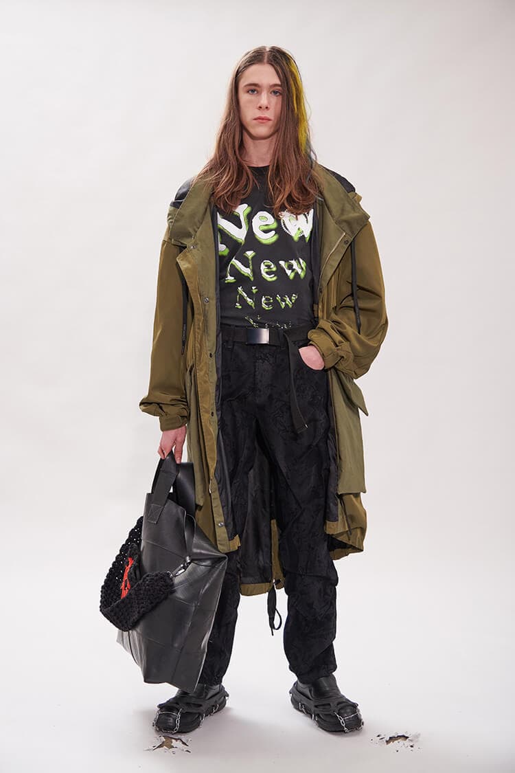 Liam Hodges FW20 Lookbook collection vintage repurporsing t-shirts graphic crochet details london menswear buy cop purchase nukak collaboration