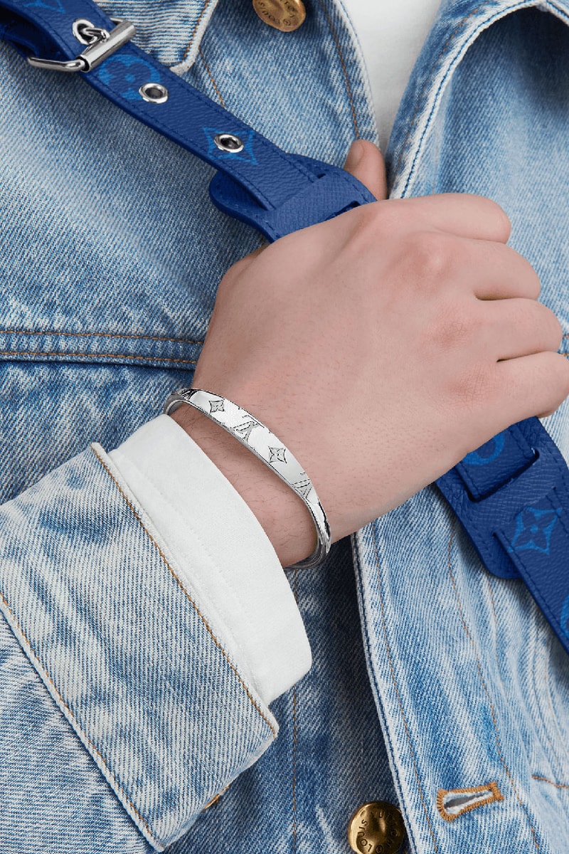 louis vuitton virgil abloh menswear mens jewelry chain necklace ring silver monogram multicolor iridescent scarf hat belt bag card holder release information buy cop purchase