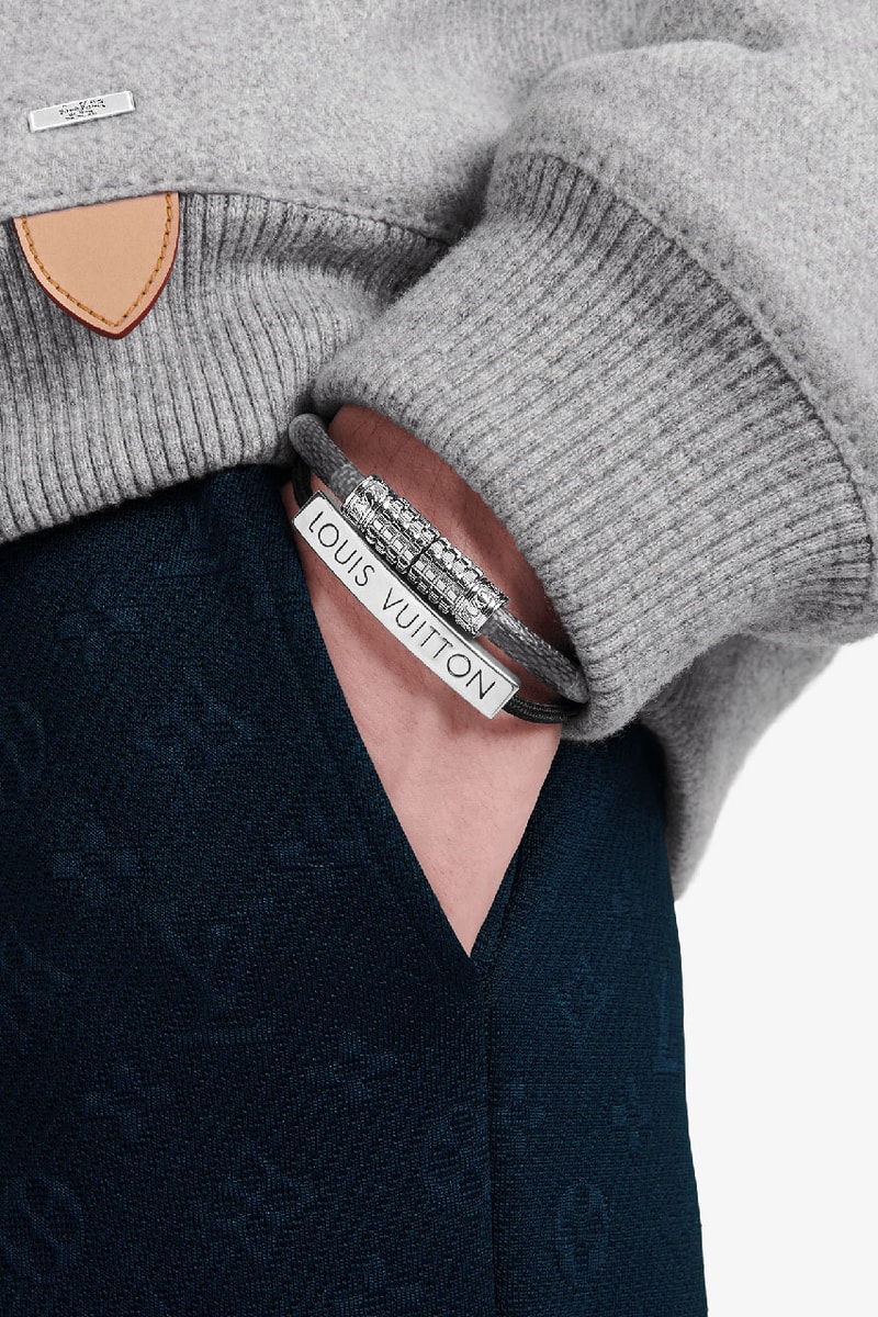 louis vuitton virgil abloh menswear mens jewelry chain necklace ring silver monogram multicolor iridescent scarf hat belt bag card holder release information buy cop purchase