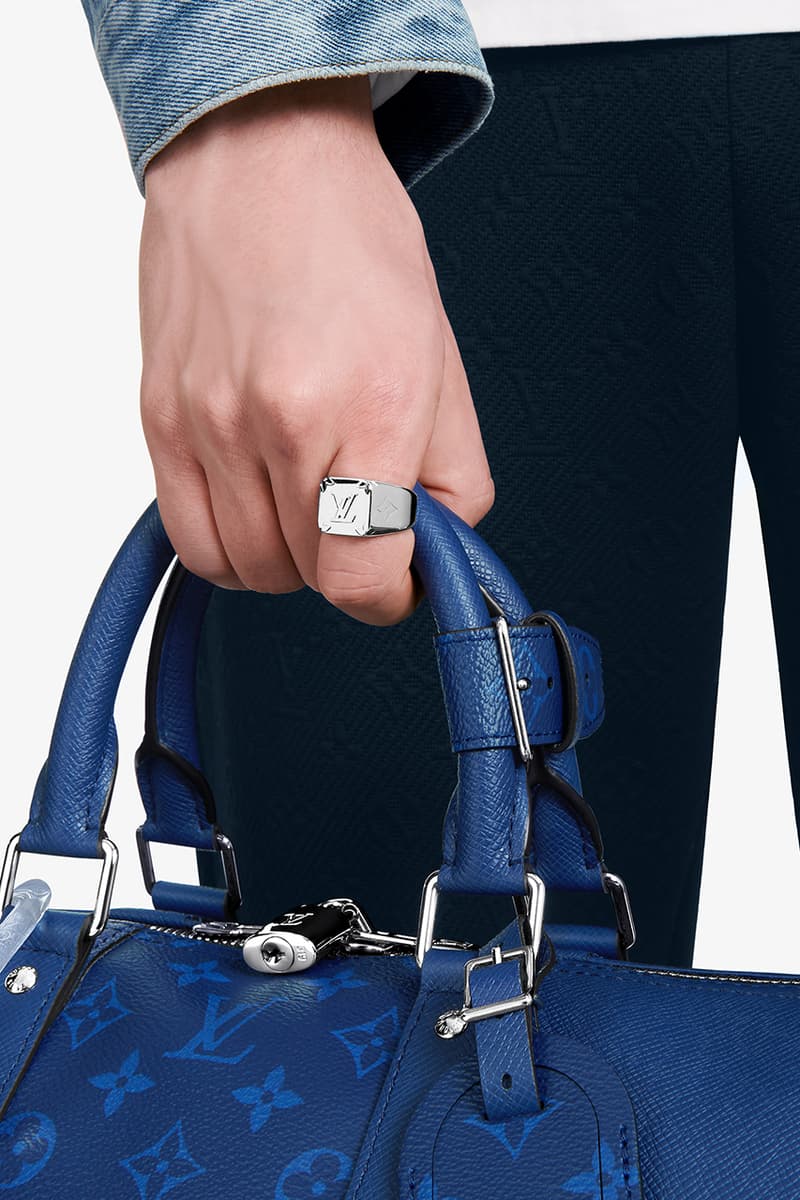 louis vuitton virgil abloh menswear mens jewelry chain necklace ring silver monogram multicolor iridescent scarf hat belt bag card holder release information buy cop purchase