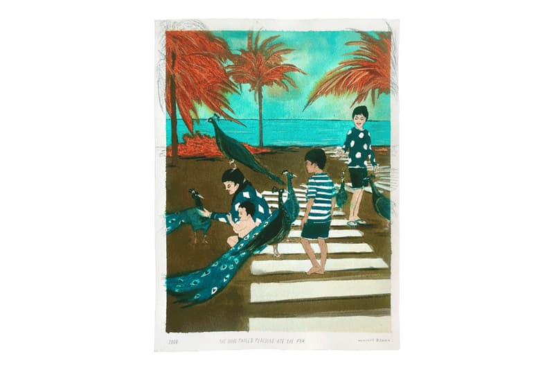 Marcel Dzama "Pink Moon" David Zwirner Online Exhibition Watercolor Graphite Paper Mexico Morocco