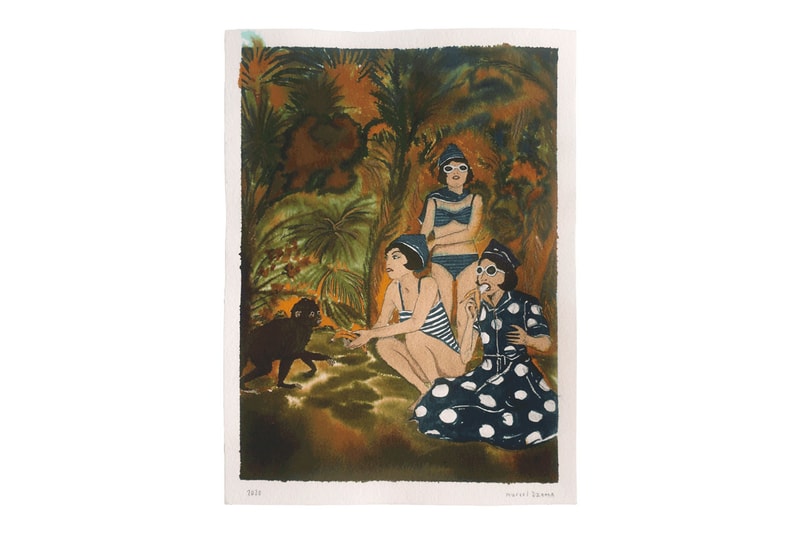Marcel Dzama "Pink Moon" David Zwirner Online Exhibition Watercolor Graphite Paper Mexico Morocco 