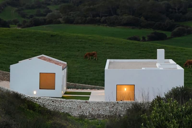 Marina Senabre House in Menorca White Building Minimalist Pools Mediterranean Island Gravel Concrete Countryside