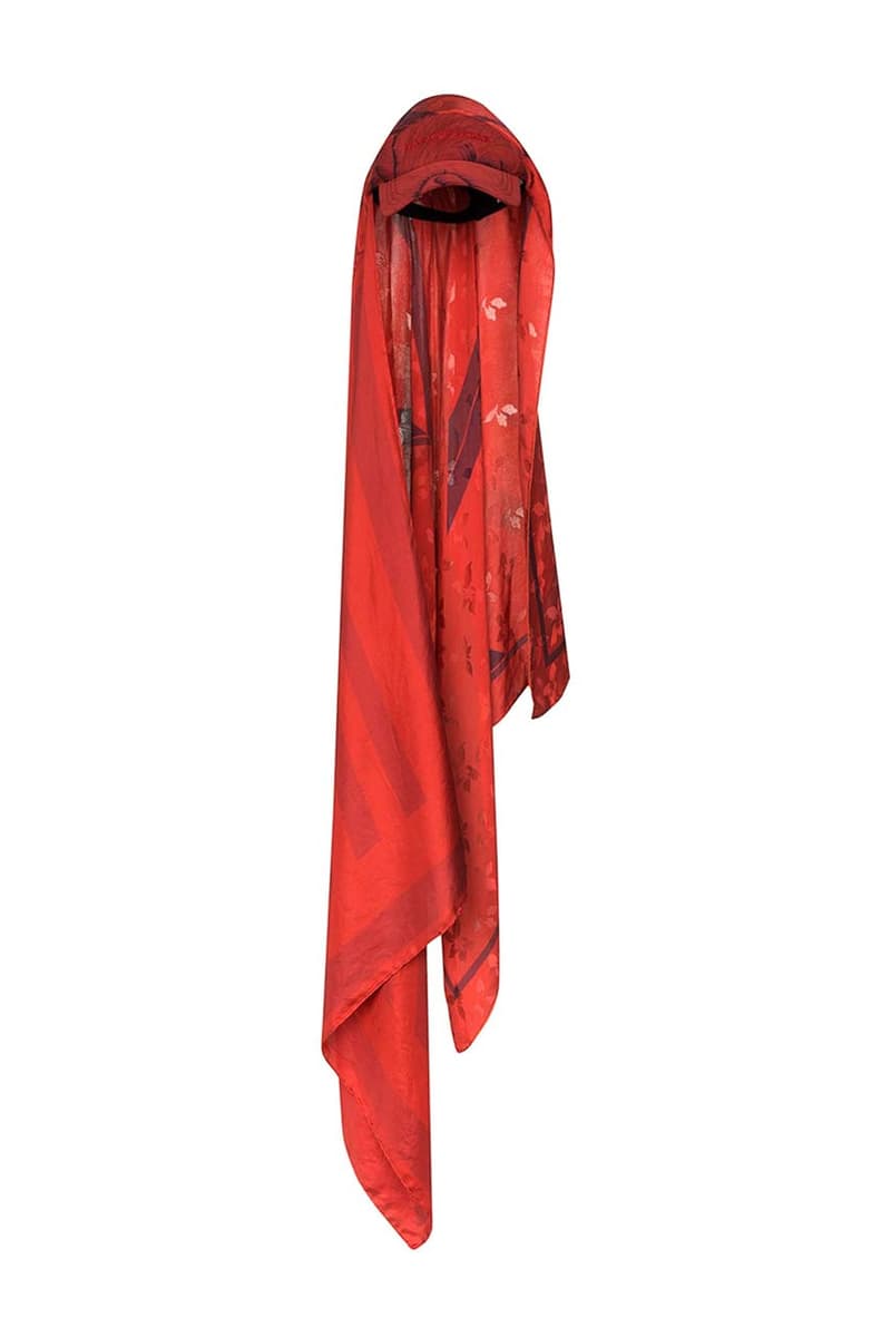 marine serre red flou embroidered logo silk cap spring summer 2020 ss20